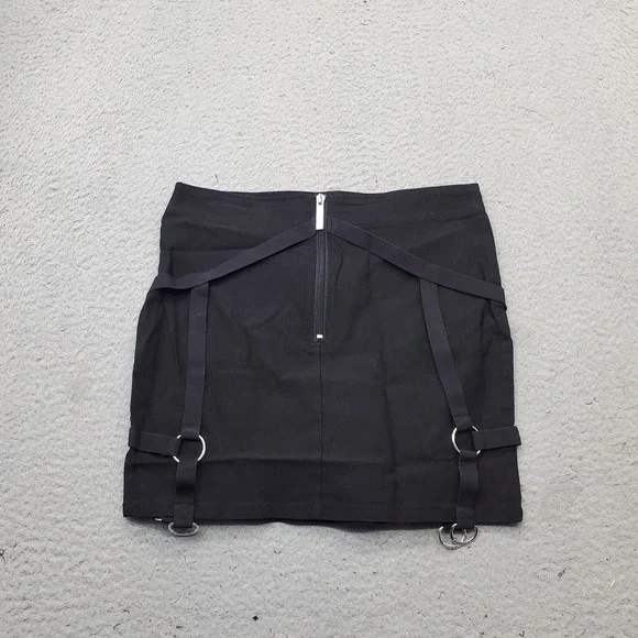Killstar Harness Ur Power Mini Skirt Womens M Black Gothic Pentagram Back Zip - Picture 2 of 8
